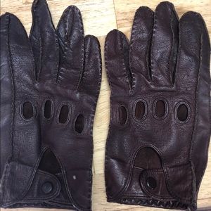 Men’s brown leather driving gloves